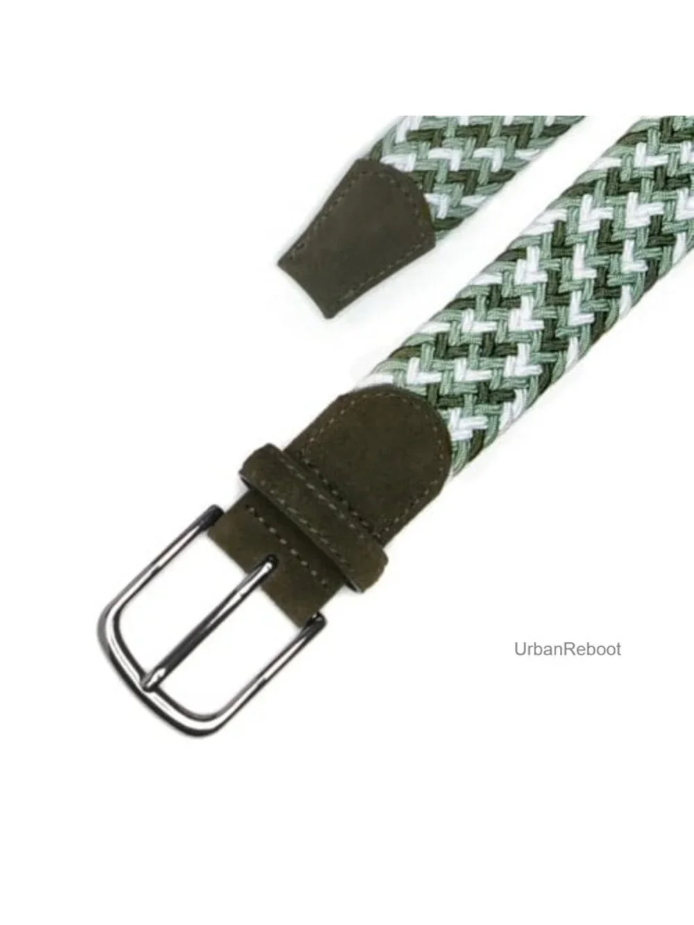 Men's Stretch Braided Elastic Golf Belt, No-Hole Adjustable, Metal Buckle -